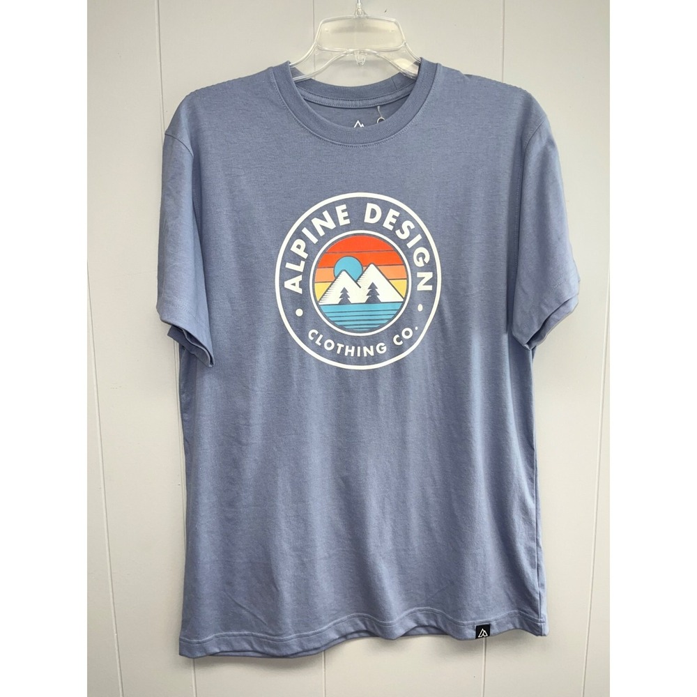 Alpine Design Men's Graphic Tee Medium Smokey Slate NWT Mountains Lake